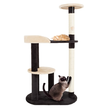 Pet Adobe Cat Tree 3 tier 42.25in high with 2 scratching posts Black and Tan by Pet Adobe 386931IHC